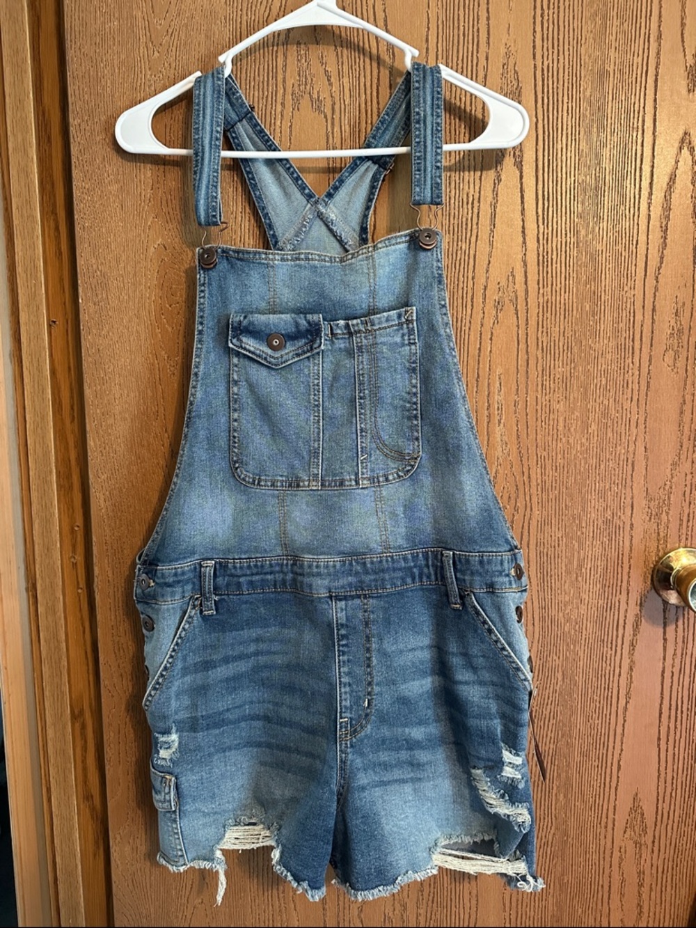 No Boundaries Blue Denim Short Overalls